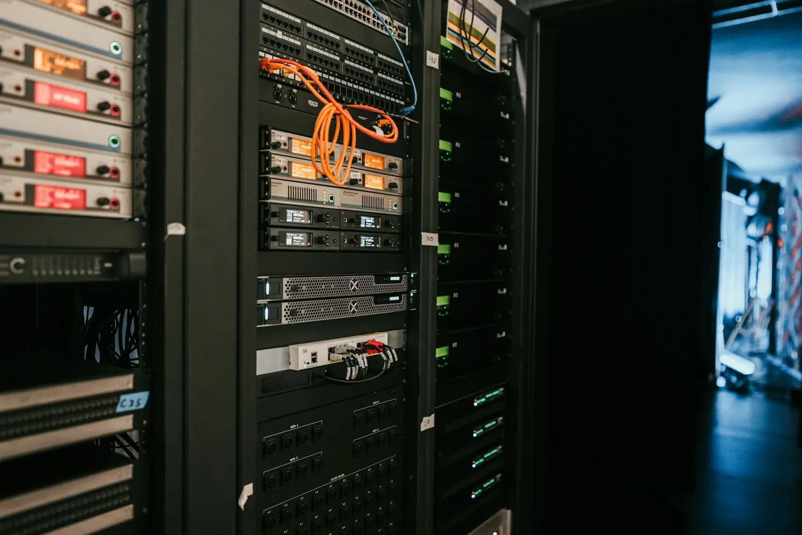 Network rack in a telecom closet