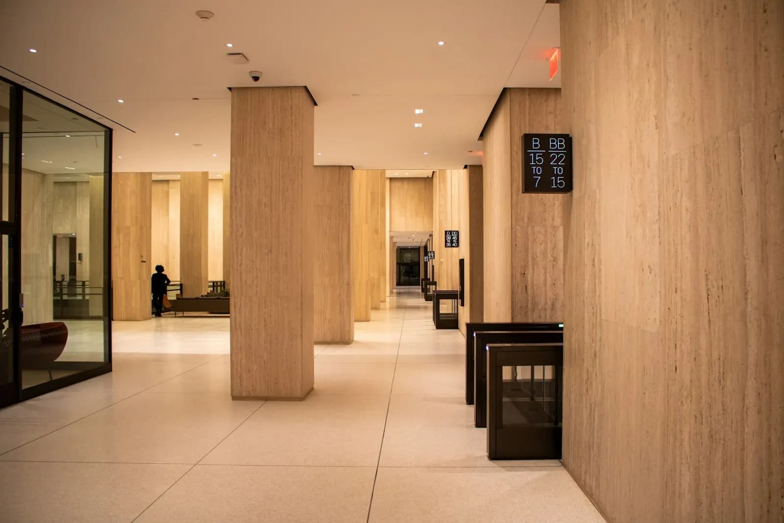 Office lobby with turnstiles