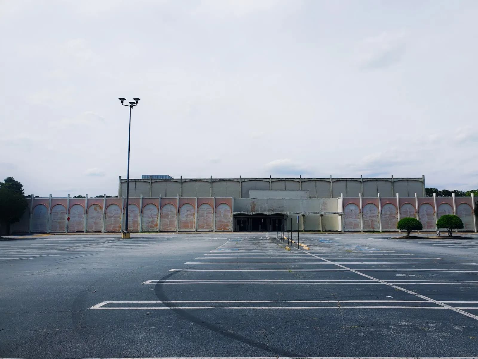 Parking lot in front of a commercial building